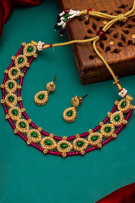 Buy Women's Copper Necklace Set in Multi Color