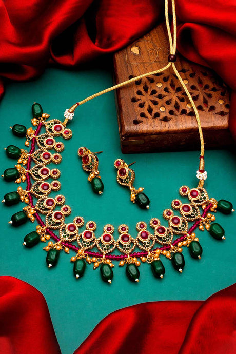 Buy Women's Copper Necklace Set in Multi Color