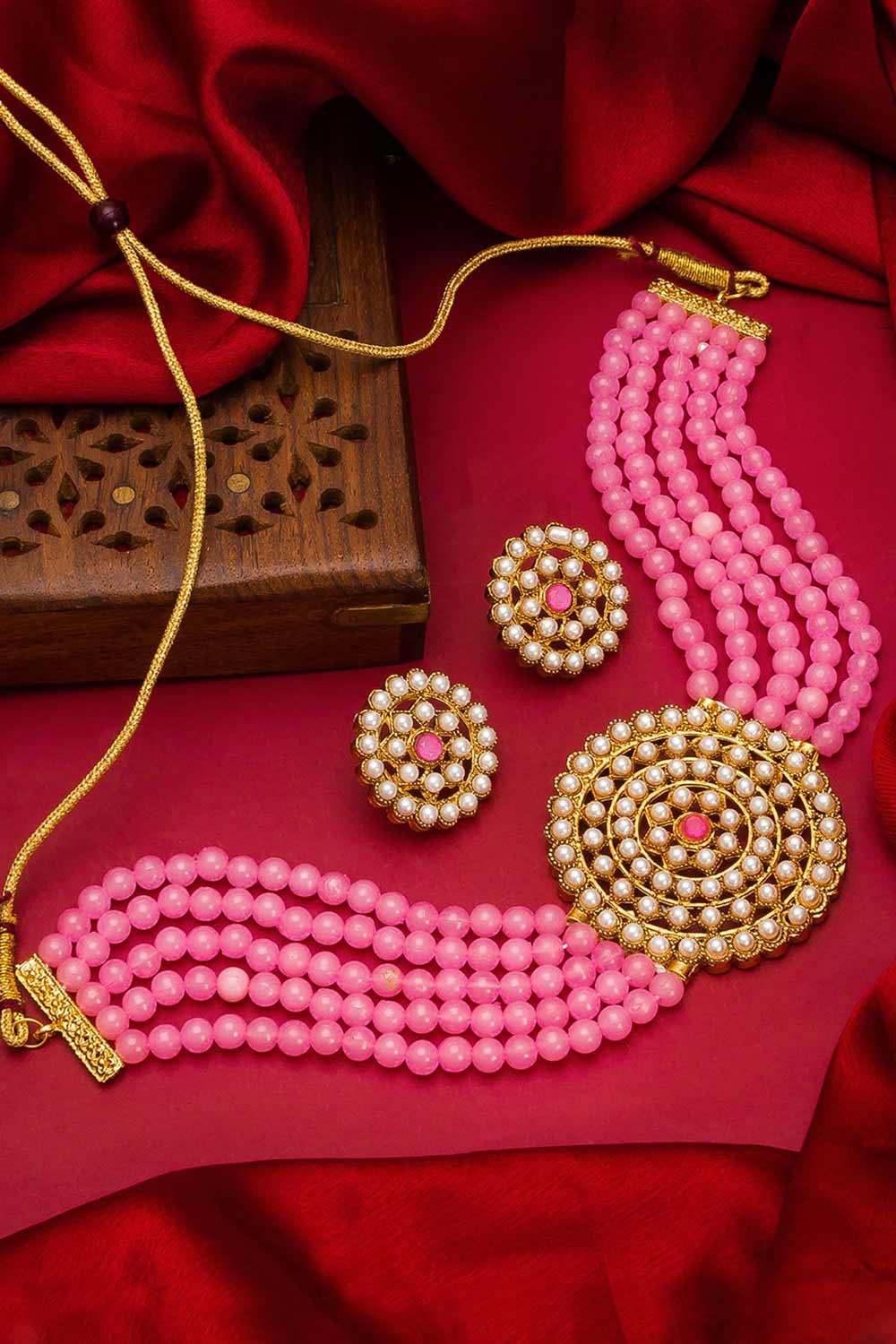 Buy Women's Alloy Necklace Set in Pink