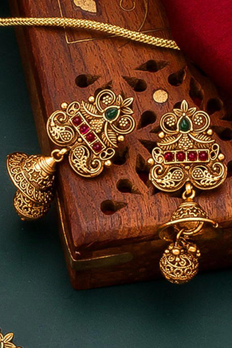 Women's Copper Choker Necklace Set in Gold