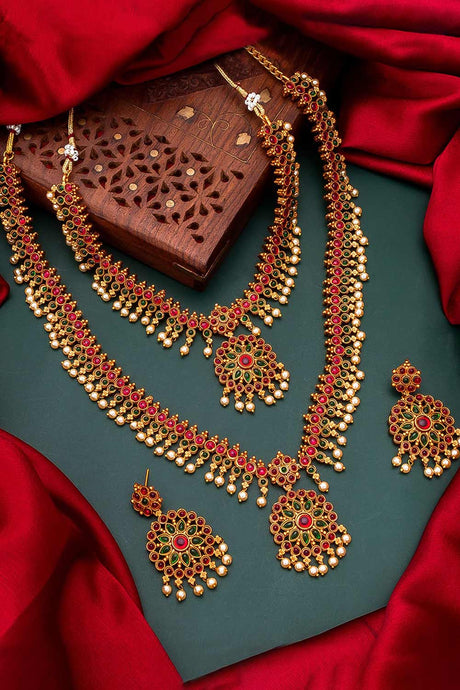 Buy Women's Alloy Haram Necklace Set in Multi Color Online