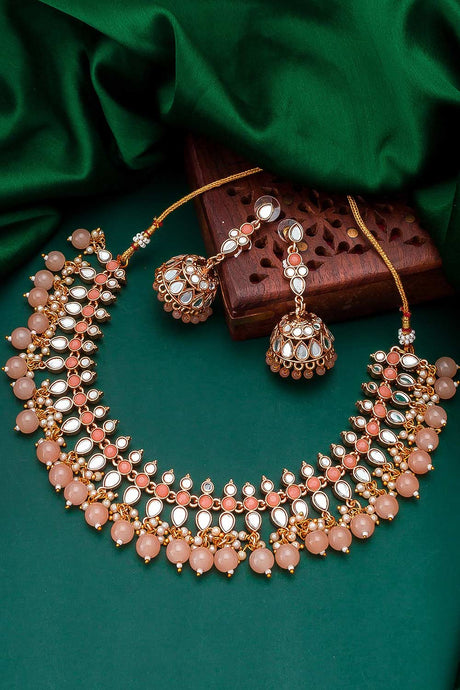 Buy Women's Alloy Necklace Set in Peach Online