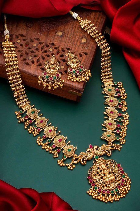 Buy Women's Copper Temple Necklace Set in Gold Online