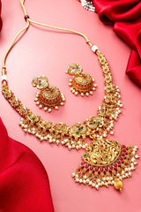 Traditional Gold Plated Temple Work Necklace