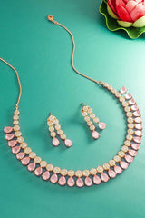 Western Alloy American Diamond Pink Necklace