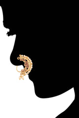 Gold Plated Nose Ring Or Nath Without Piercing Encased With Pearl Stone