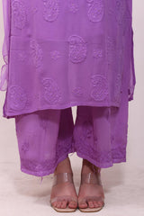 Chikankari And Mukaish Noori Kurti Top In Lavender