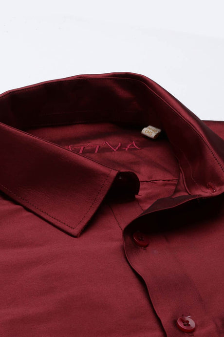 Buy Men's red Soft Polyester Full Sleeves Shirt - Side