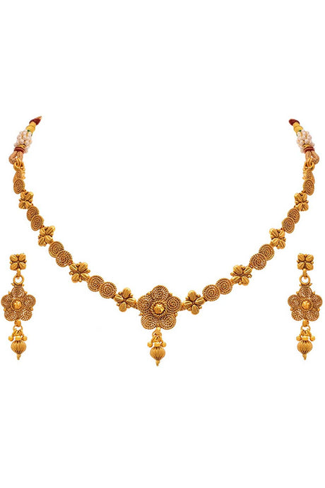 Buy Women's Copper Choker Necklace Set in Gold Online