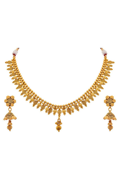 Buy Women's Copper Choker Necklace Set in Gold Online