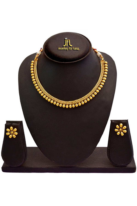 Buy Women's Copper Choker Necklace Set in Gold Online - Back