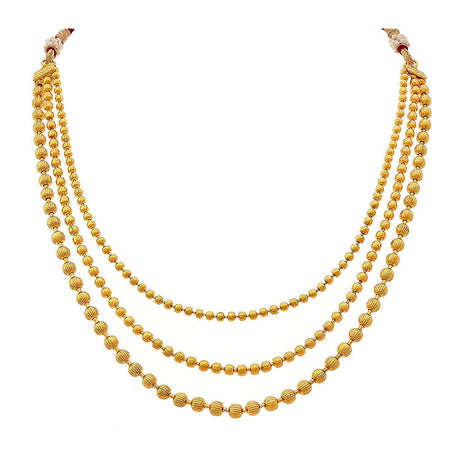 Buy Women's Copper 3 Layer Gold Bead Necklace Set Online - Back