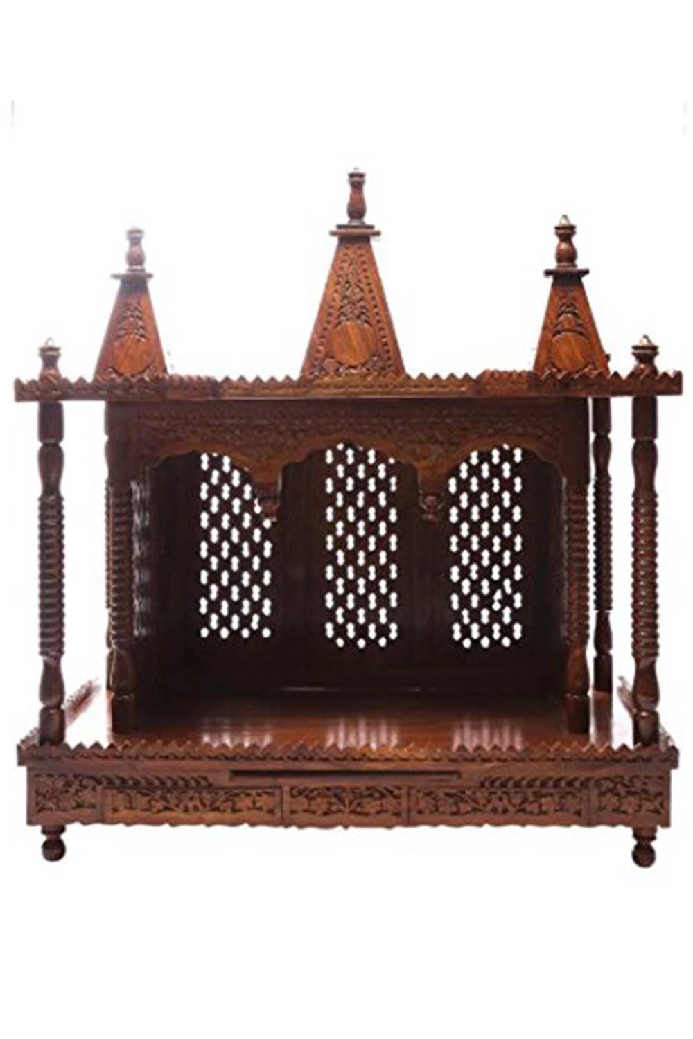 Brown Sheesham Wood Pooja Mandir