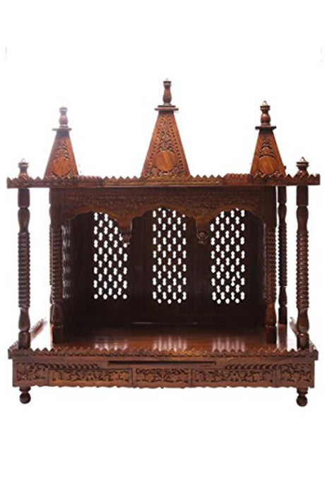 Brown Sheesham Wood Pooja Mandir