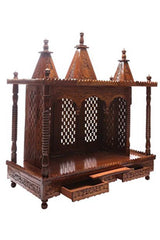 Brown Sheesham Wood Pooja Mandir