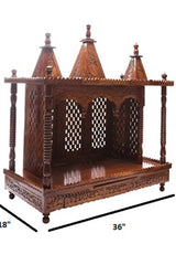 Brown Sheesham Wood Pooja Mandir