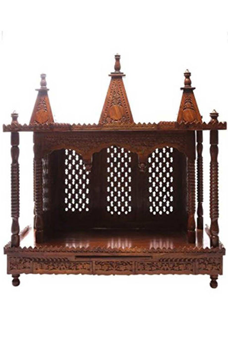 Brown Sheesham Wood Pooja Mandir