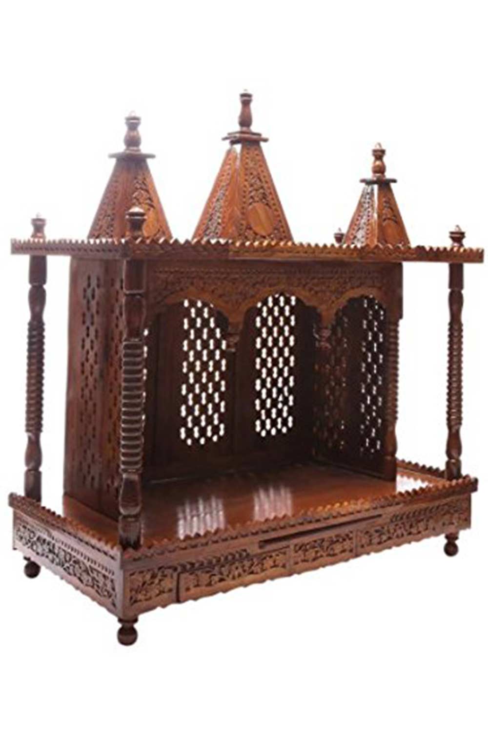 Brown Sheesham Wood Pooja Mandir