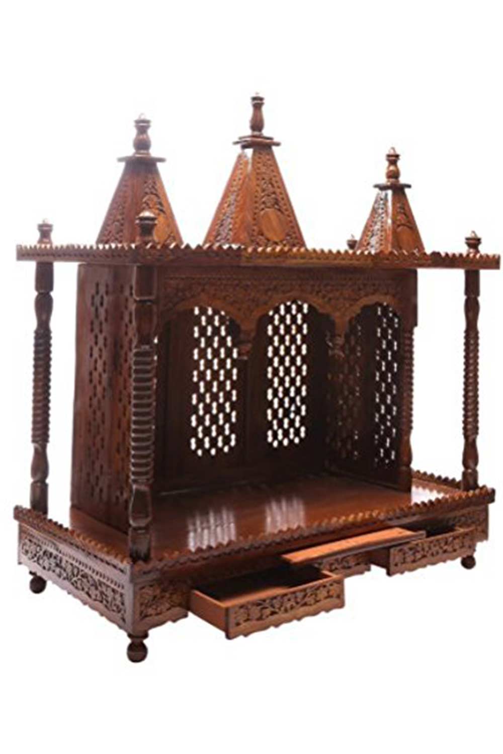 Brown Sheesham Wood Pooja Mandir