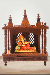 Brown Sheesham Wood Pooja Mandir