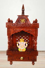 Brown Sheesham Wood Pooja Mandir