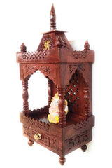 Brown Sheesham Wood Pooja Mandir