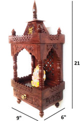 Brown Sheesham Wood Pooja Mandir