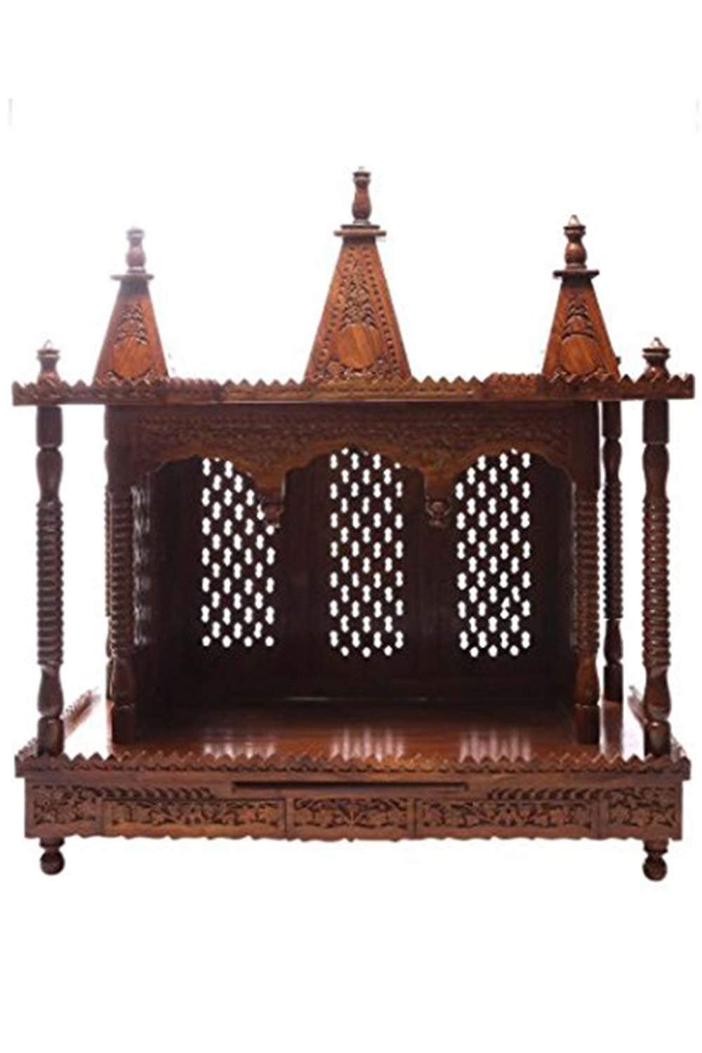 Brown Sheesham Wood Pooja Mandir