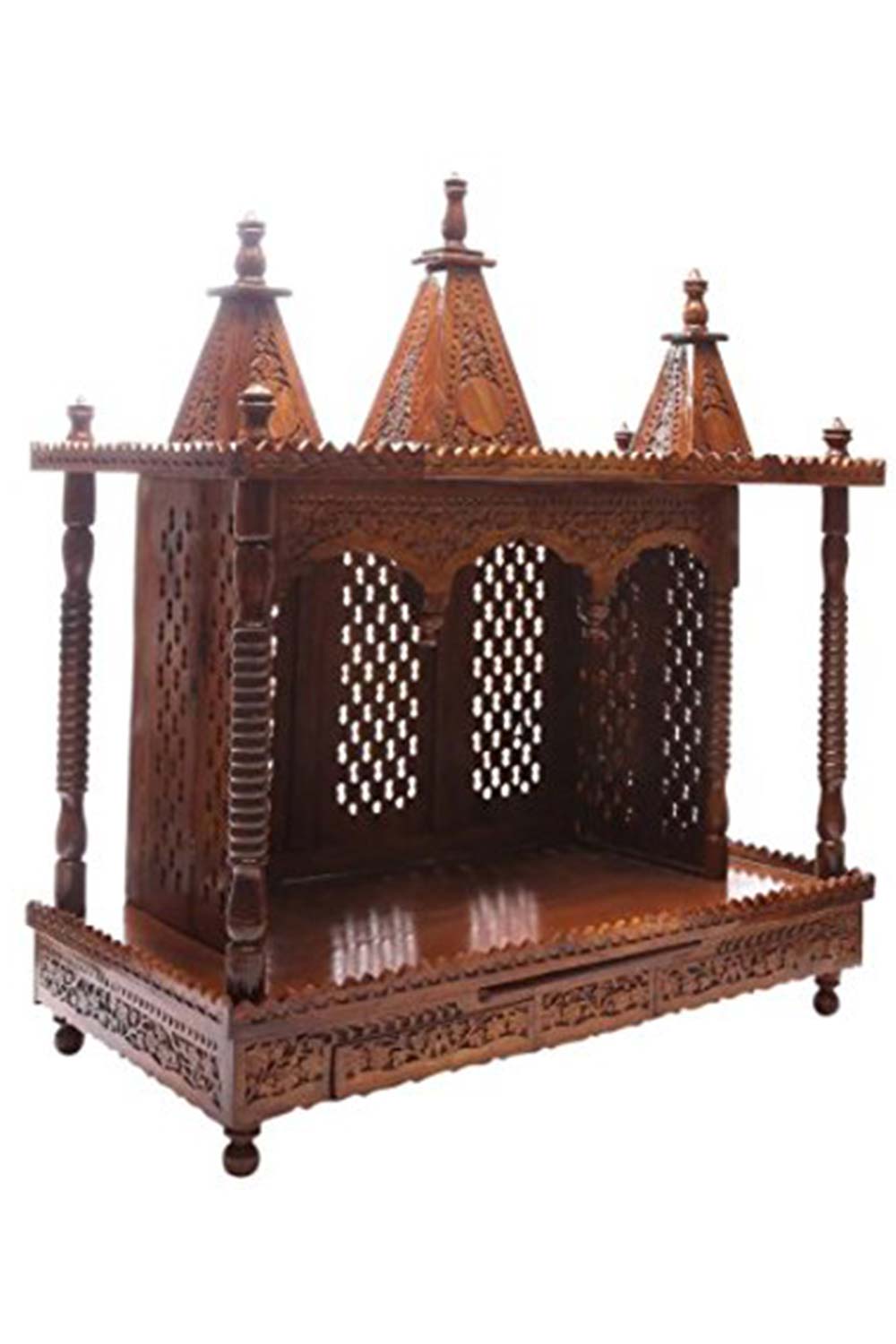 Brown Sheesham Wood Pooja Mandir