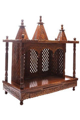 Brown Sheesham Wood Pooja Mandir