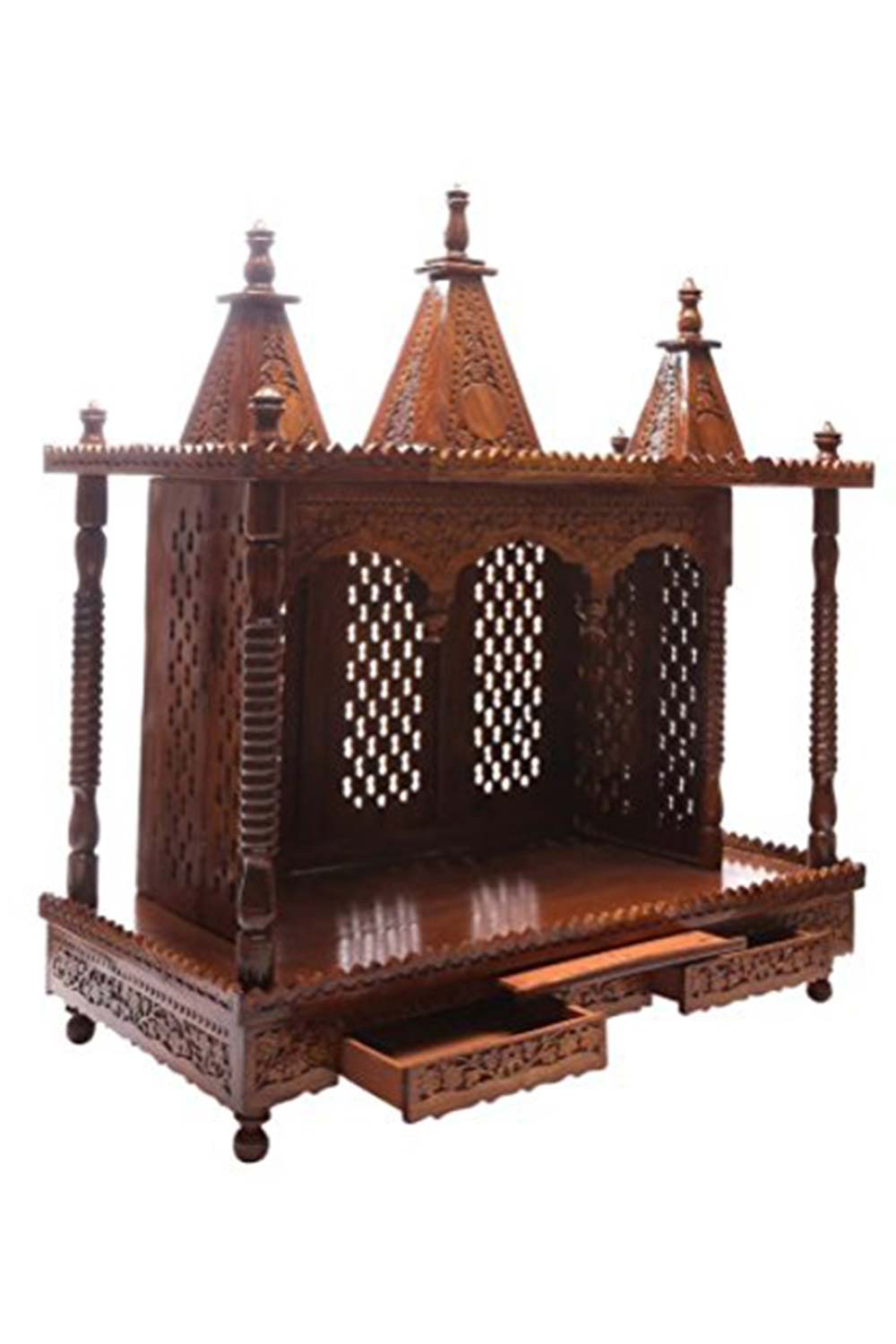 Brown Sheesham Wood Pooja Mandir