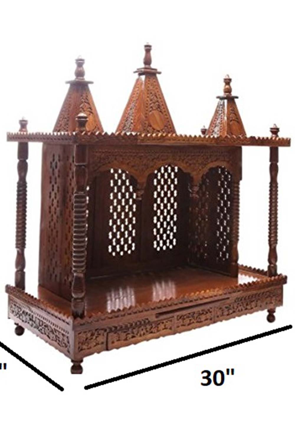 Brown Sheesham Wood Pooja Mandir