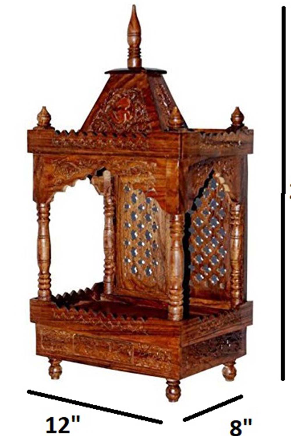 Brown Sheesham Wood Pooja Mandir