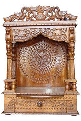 Brown Sheesham Wood Pooja Mandir