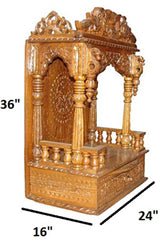 Brown Sheesham Wood Pooja Mandir