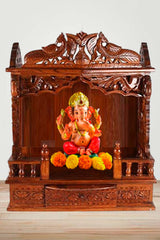 Brown Sheesham Wood Pooja Mandir