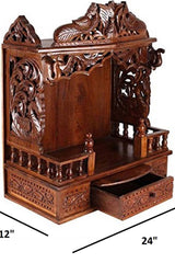 Brown Sheesham Wood Pooja Mandir