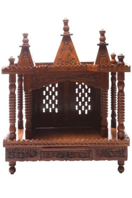 Brown Sheesham Wood Pooja Mandir