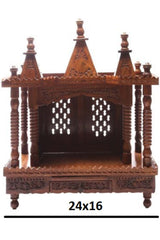 Brown Sheesham Wood Pooja Mandir