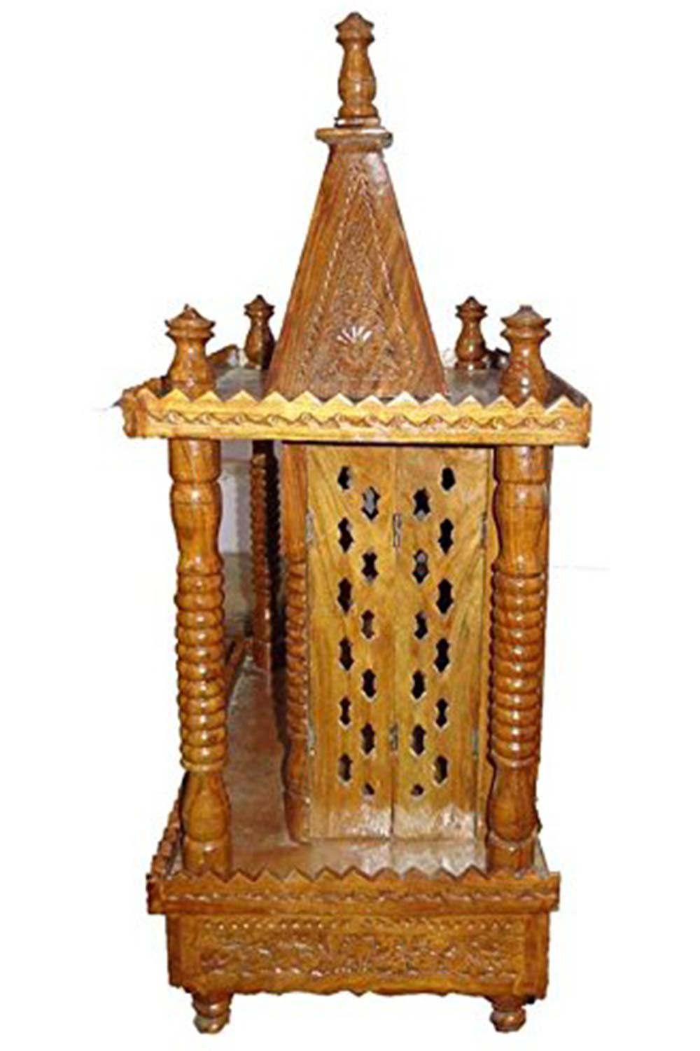 Brown Sheesham Wood Pooja Mandir