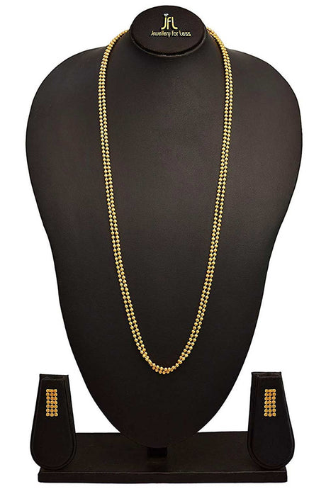 Buy Women's Copper 2 Layer Gold Plated Bead Necklace Set Online - Back