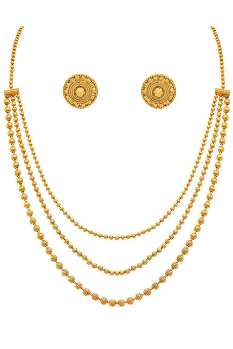 Buy Women's Copper 3 Layer Gold Bead Necklace Set Online