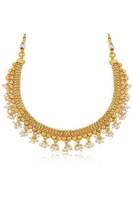 Buy Women's Copper Choker Necklace Set in Gold Online - Back