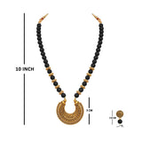 Stylish Gold Plated Antique Semi-Circle Pendant Beaded Tribal Necklace Set For Women And Girls