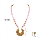 Stylish Gold Plated Antique Semi-Circle Pendant Beaded Tribal Necklace Set For Women And Girls