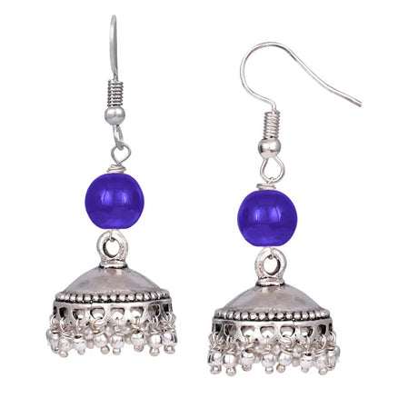 Handcrafted Antique Designer German Silver Oxidized And Beaded Necklace And Jhumki Earring For Women And Girls