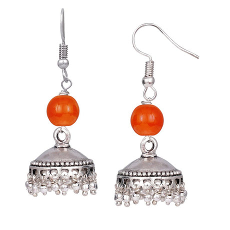 Handcrafted Antique Designer German Silver Oxidized And Beaded Necklace And Jhumki Earring For Women And Girls