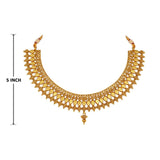 Ethnic Gold Plated Drop Shape And Spiral Design Fancy Necklace Set With Adjustable Thread For Women