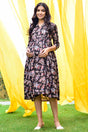 Buy Cotton Floral Print Maternity Dress in Black