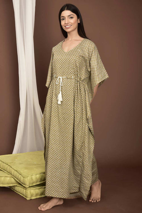 Buy Cotton Printed Maternity Dress in Yellow